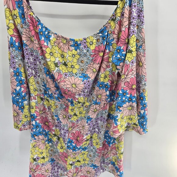 Boohoo  Floral Flower Child Mini Off the Shoulder 70s Style Mini Romper 18 - Picture 2 of 10